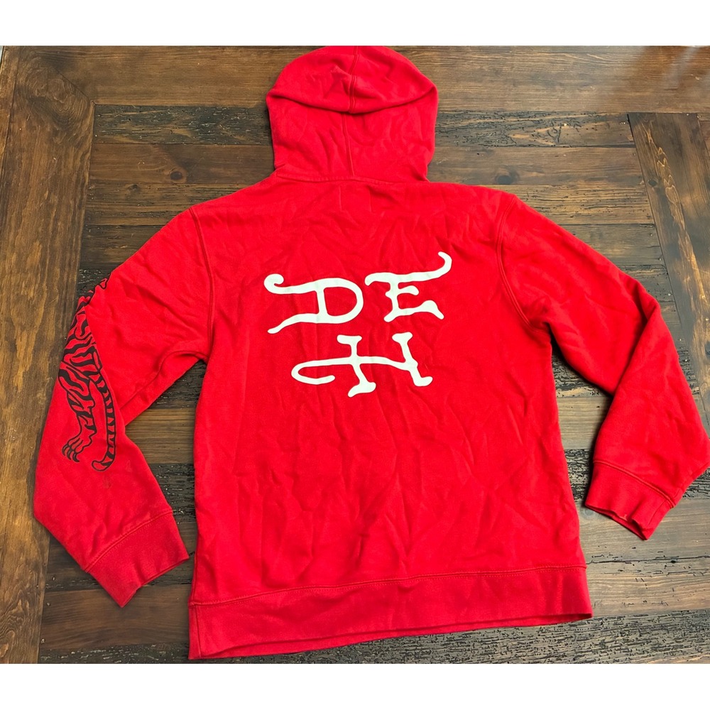 Ed Hardy Authentic NYC Eagle Skull Red Hoodie Vintage Streetwear Men's Small - Picture 5 of 5